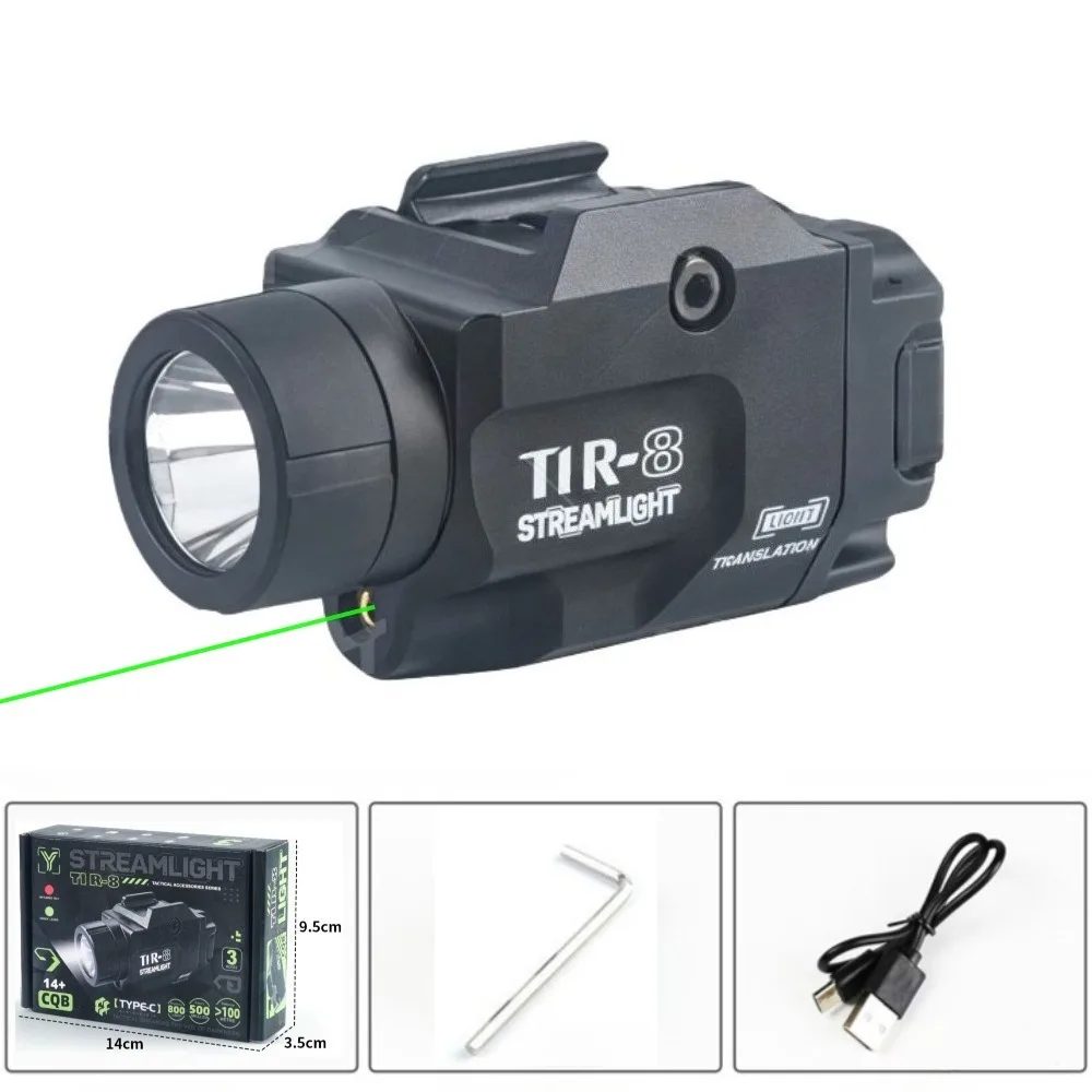 800 Lumen Taktische LED-Taschenlampe mit Rot/Grün Punkt-LED und Stroboskop-Funktion für 20mm Schienen, Ideal für Outdoor-Schießen