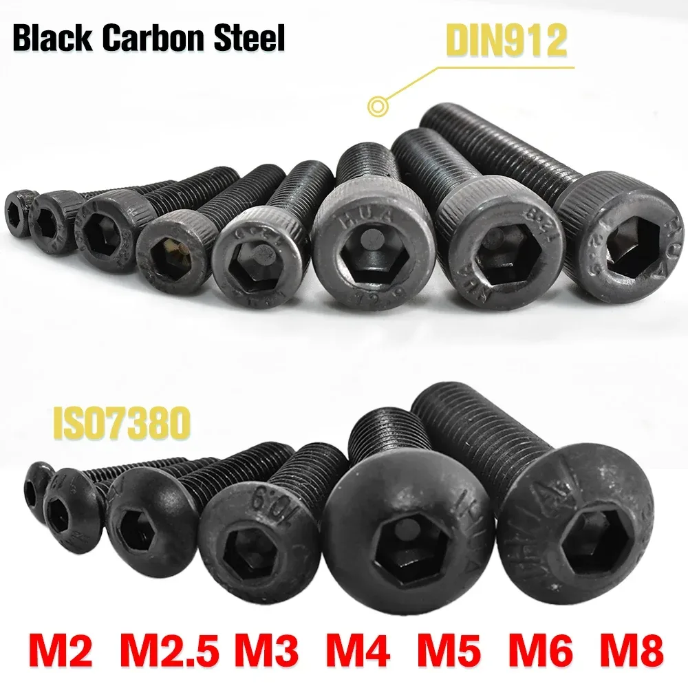 M2M2.5M3M4M5M6M8 ISO7380 G10.9 Runde Kohlenstoffstahlschraube DIN912 Sechskant-Inbusschraube G12.9 Mechanische Möbelschraube