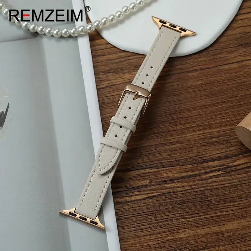 Schlichtes, schlankes Armband für Apple Watch 38/40/41/42/44/45/46/49 mm, Lederarmband für Iwatch 1?10 SE Ultra 2 Smartwatch-Band