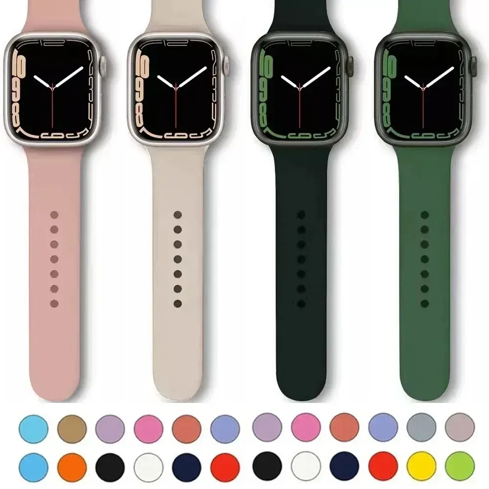Silikonarmband für Apple Watch-Armbänder 45 mm 44 mm 40 mm 41 mm 49 mm 42 mm 46 mm Sportarmband iwatch Serie SE 6 7 8 9 10 11 Ultra 3 2