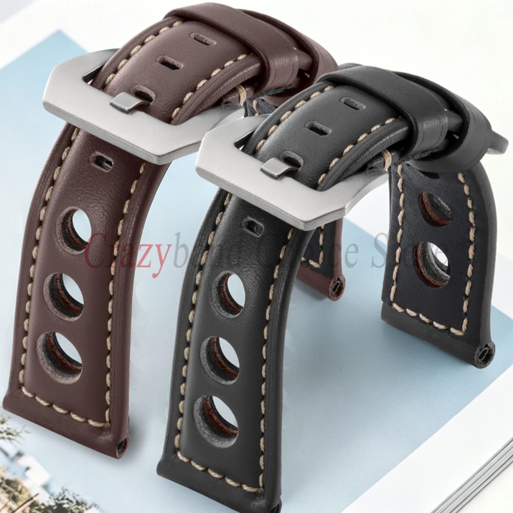 Echtes Leder-Uhrenarmband, Vintage-Stil, Business-Universal-Uhrenarmband, 20 mm, 22 mm, 24 mm, 26 mm, Schwarz, Braun, für Damen und Herren