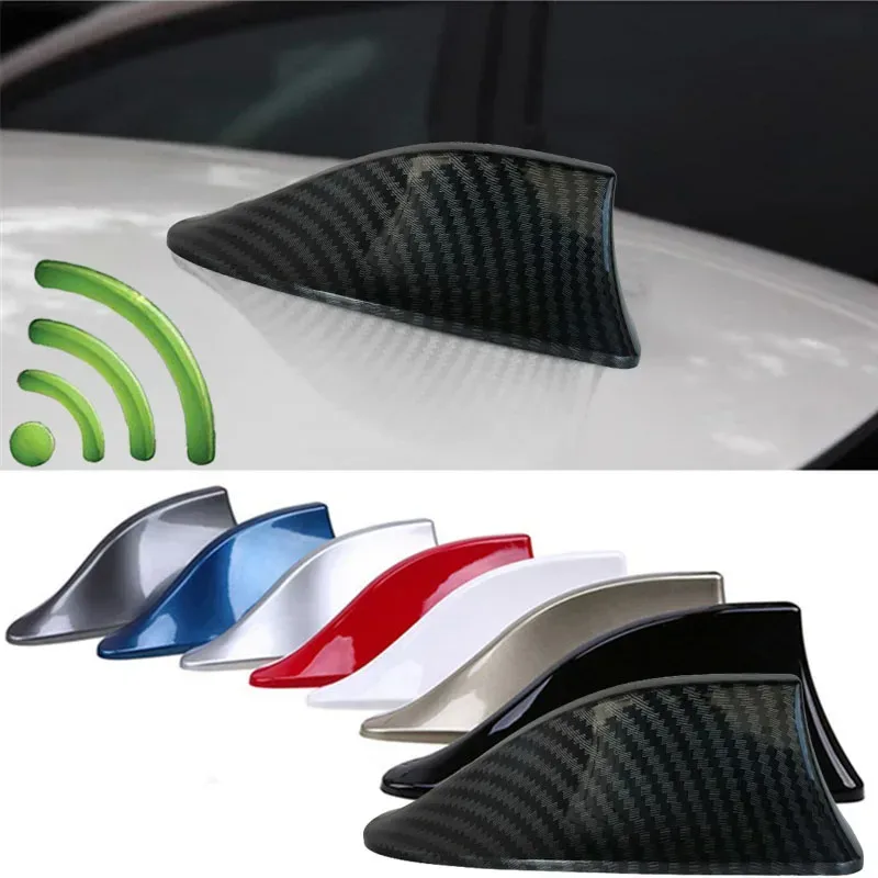 Neue Universal Carbon Look Auto Dach Top Mount Shark Fin Antenne Antenne Topper Auto Radio AM FM Antenne Signal Verstärker