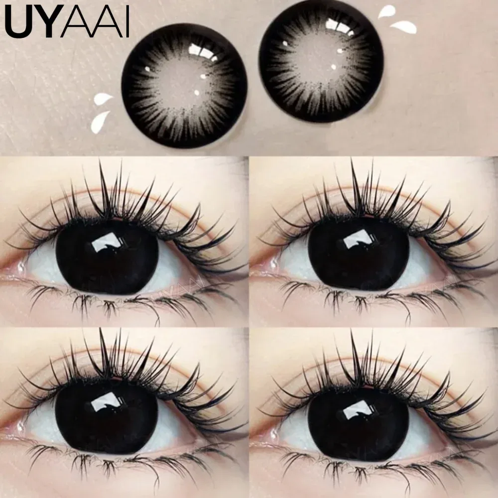 UYAAI Kontaktlinsen Farbkontakt Make-up Farbige Schüler Schwarz Natürliche Schüler Schönheit 14,5 mm Große schwarze Linsen Braune Kontaktlinsen