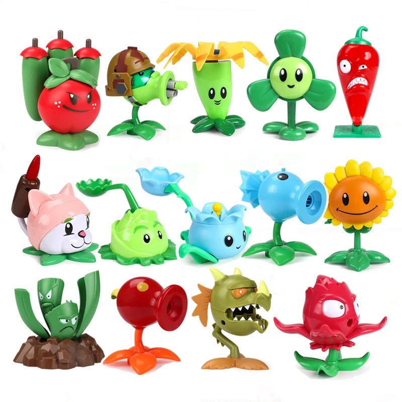 1 Stück PVZ PLANTS VS ZOMBIES 2 Peashooter Gatling Erbsenschießpistole PVC Anime-Figur Modell Spielzeug Puppen Schießspielzeug Geburtstagsgeschenk für Jungen