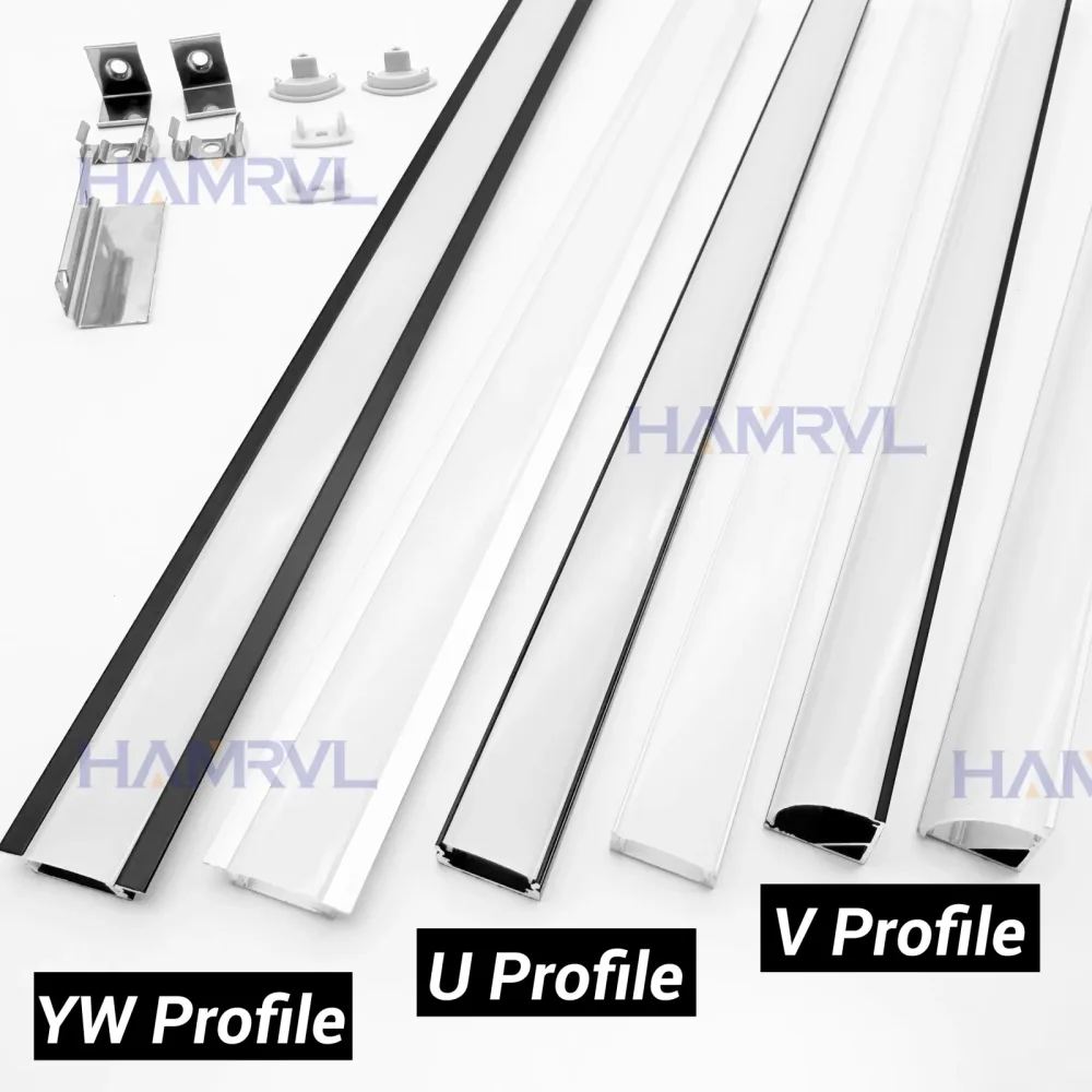 2?30 Stück/Packung LED-Aluminiumprofil, 0,5 m/Stück, U/V-Form, geeignet für 8?12 mm LED-Lichtleisten, Gehäuse, Kanal, Dekormaterialien