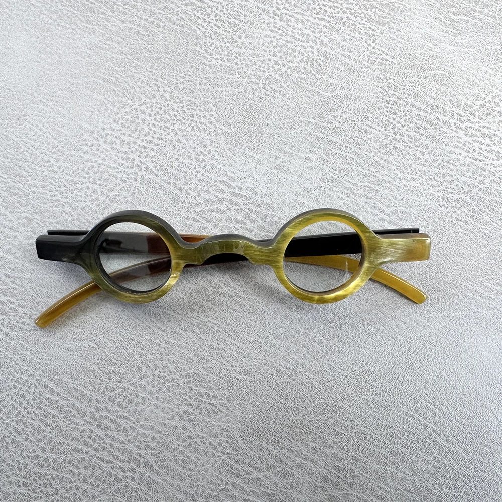 Brillengestelle Klein Rund Einzigartig Vintage Lesebrille Antik Handgefertigt Natürliches Horn Korrektionsbrille Herren-Brillengestell