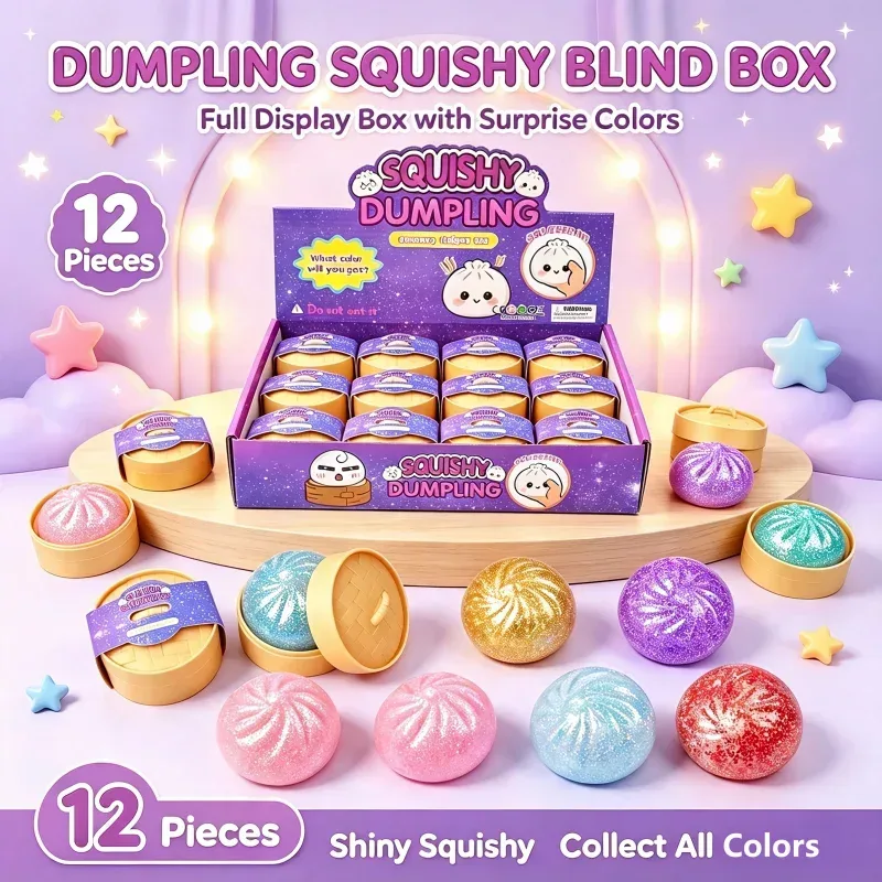 Mini-Quetsch-Stressabbau-Brötchen in Boxen, Weiche und Transparente TPR-Spielzeuge, Sensorische Quetsch-Stressabbau-Spielzeuge