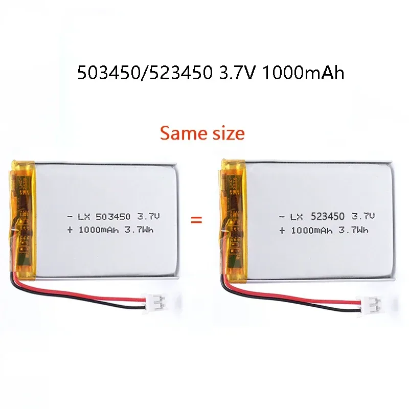 503450/523450 1000mAh 3,7V Polymer-Lithium-Akku für PS4, Kameras, GPS, Bluetooth-Lautsprecher 3,7V Batterien