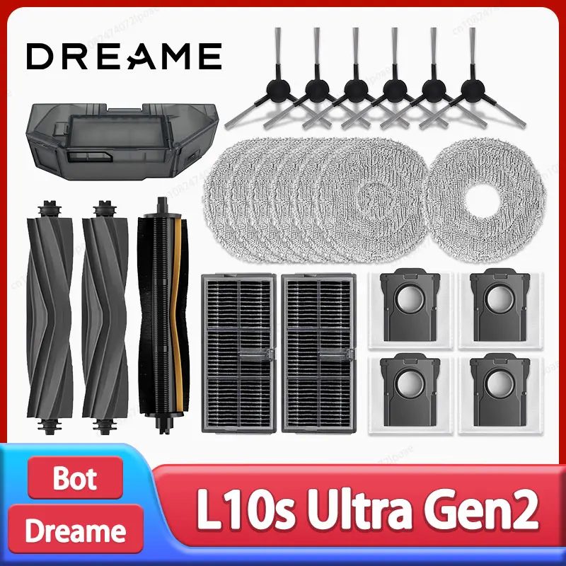 Dreame L10s Ultra Gen2 / L30s Ultra Roboter Staubsauger Zubehör Hauptseitenbürste Mopptuch Hepa-Filter Staubbeutel Ersatzteile