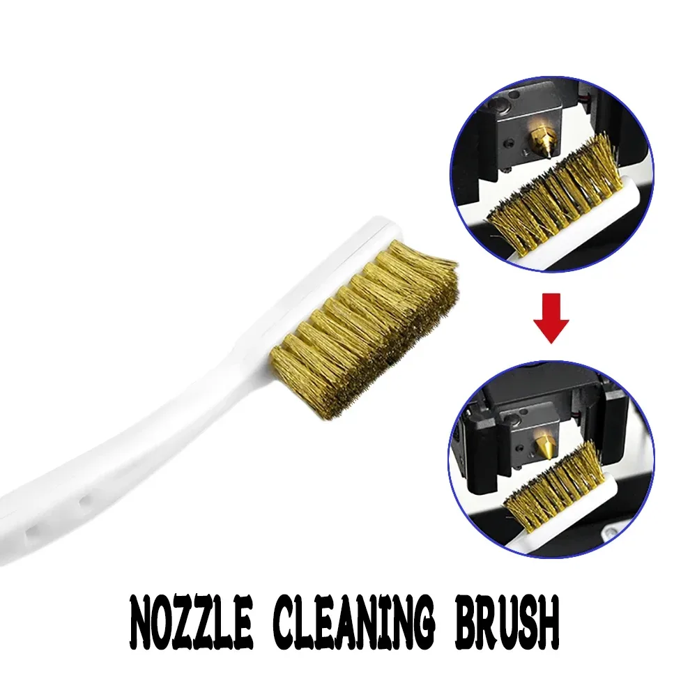 1/2/3Pcs Kupfer Draht Zahnbürste Düse Für 3D Drucker Zubehör Ender 3 CR10 MK8 E3D extruder Reiniger Werkzeug Kupfer Pinsel Griff