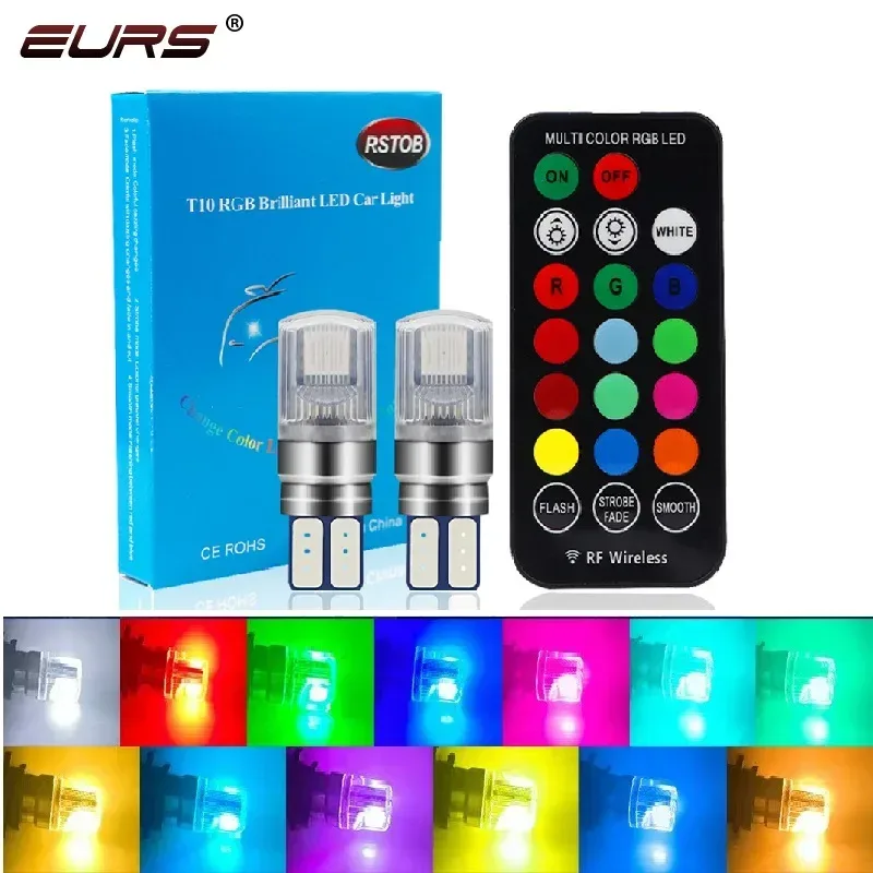 T10 RGB Led 194 168 W5W 5050 SMD Signal Lichter RGB Automovie Innen Dome Lesen Licht Mit Fernbedienung Auto Zubehör