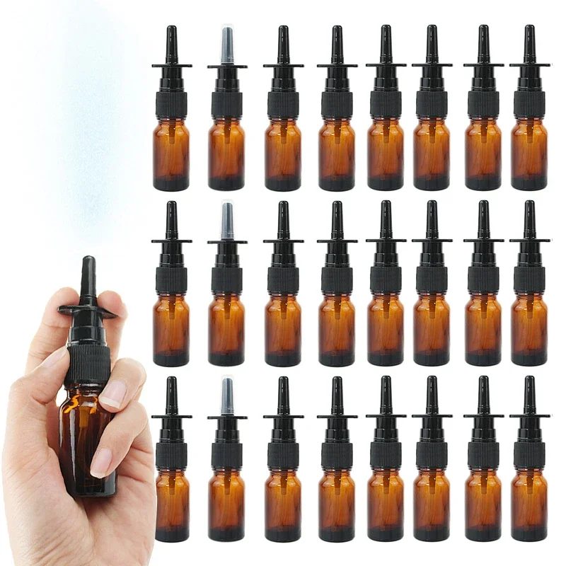 6/10/20/50pack 10ml Bernstein Nasenspray Flasche Glas Nase Nebel Sprayer Presse Spray Kopf leere Flaschen Nachfüllbar Glas Zerstäuber