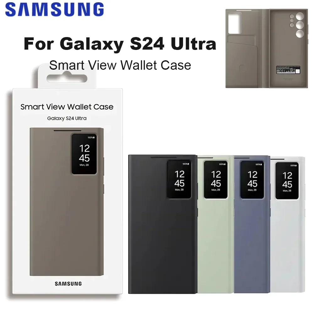 Original Samsung Galaxy S24 Ultra Smart View Wallet Smartphone Hülle S24Ultra 5G S-View Flip Card Slot Sichtfenster Handyhülle