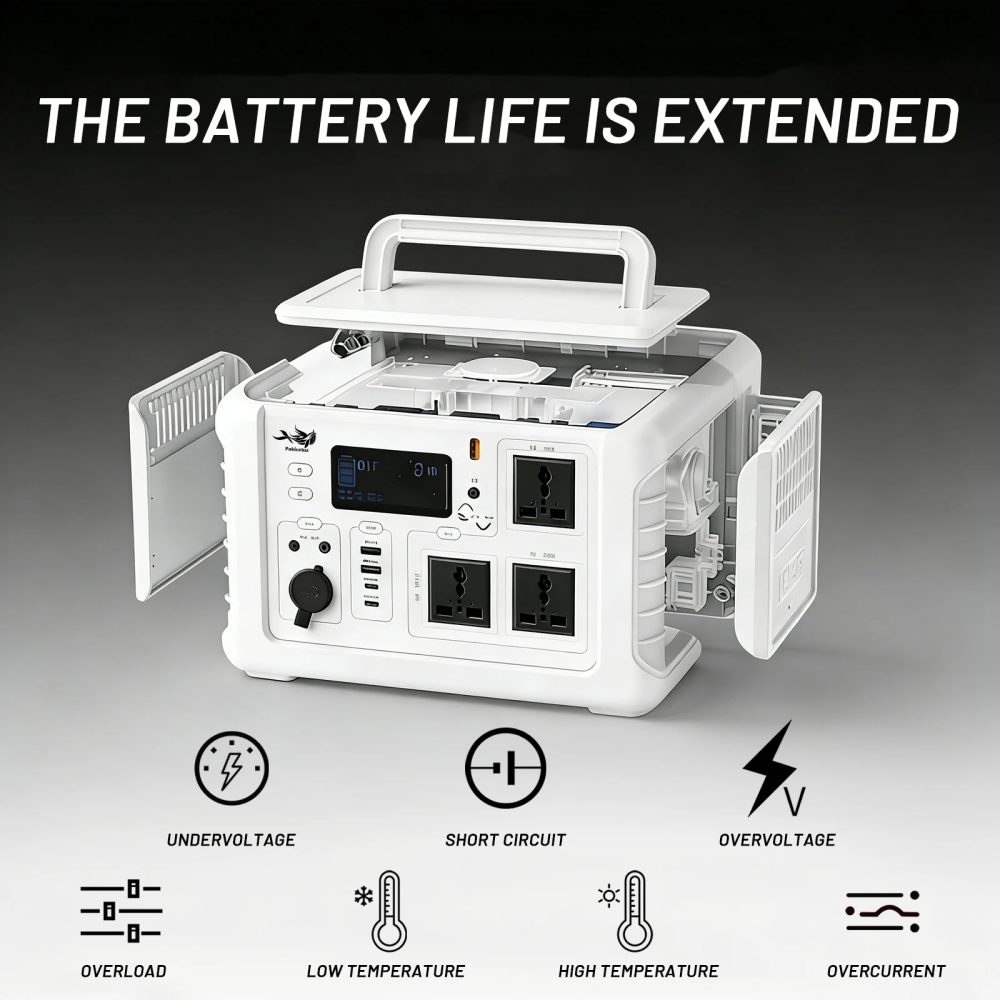 1200W (1800W Spitzenleistung) Tragbare Powerstation 1152Wh Li-Ionen-Akku PD100W USB-C QC3.0 12V Kabelloser Ausgang für Camping und Notfälle zu Hause