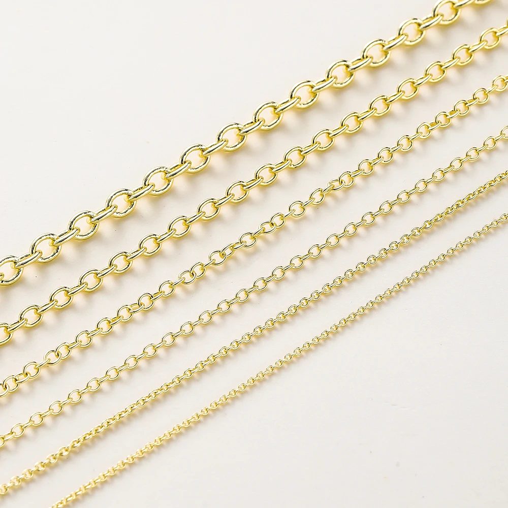 1 meter/los 14K 18K Gold Überzogene Messing Metall Runde Link Kabel Ketten DIY Schmuck Machen Kette Für hand Schmuck Zubehör