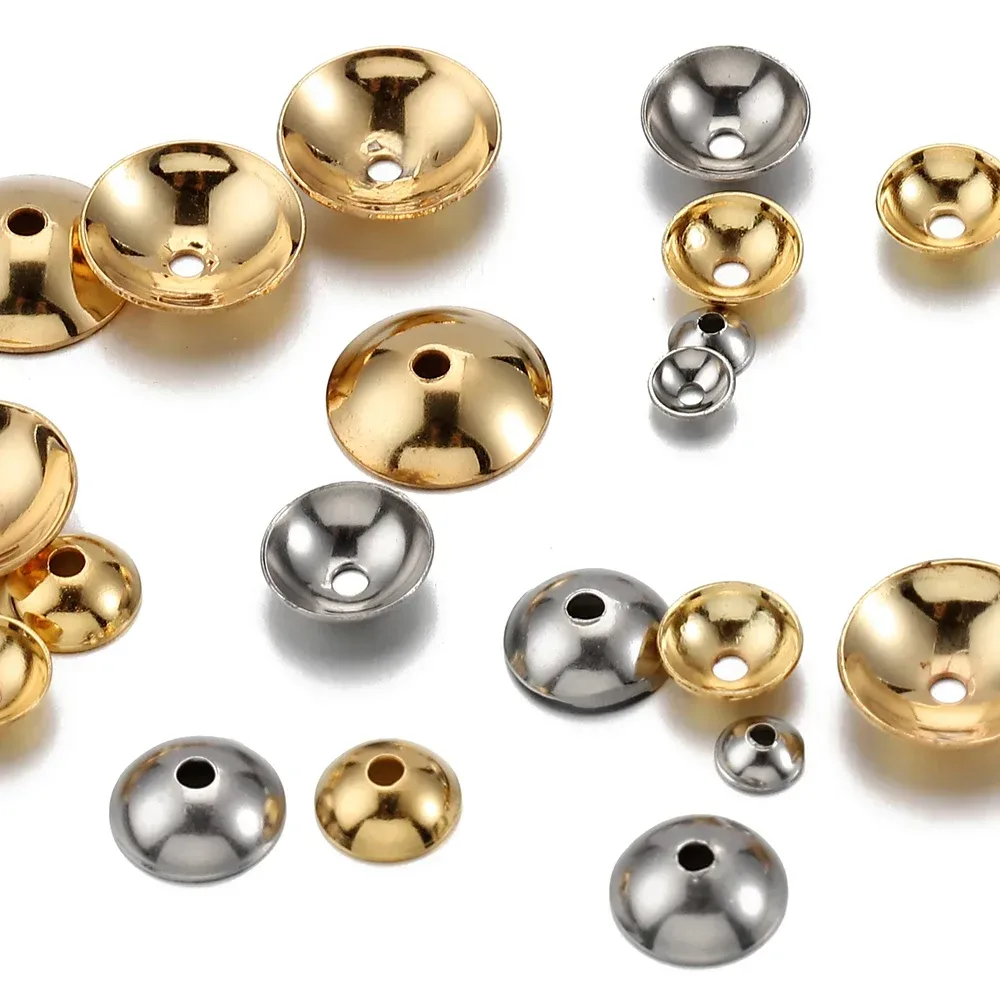 20 Stück 3?12 mm vergoldetes Messing, runde Perlenkappen, Abstandsperlen, hohe Qualität, für DIY-Schmuckherstellung, Komponenten, Zubehör