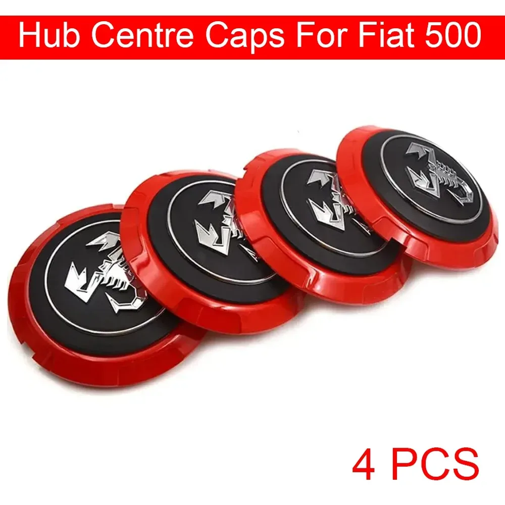 4PCS OD 133 MM Sport Felgenkappe Auto Emotion Equip Skorpion Radabdeckungen Radmitte Robuste Kappe Radabdeckung Radkappe für Fiat 500
