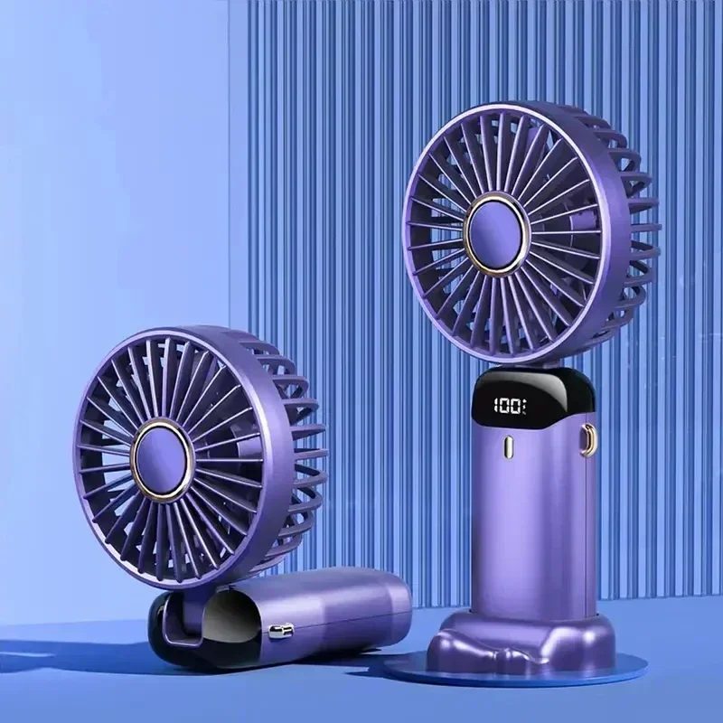 Tragbarer, persönlicher, wiederaufladbarer Handventilator, LED-Digitalanzeige 90 ° Einstellbarer wiederaufladbarer Ventilator, 5-Gang-Wind-Mini-Aromatherapie