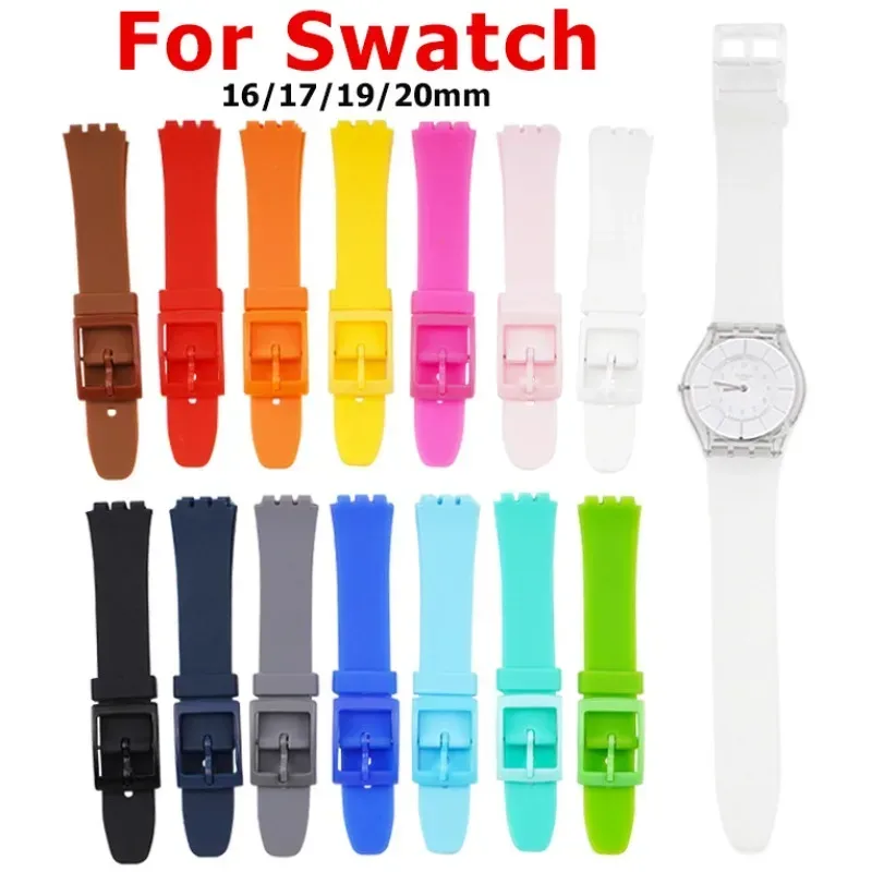 Silikon-Uhrenarmband, 16 mm, 17 mm, 19 mm, 20 mm, für Swatch, wasserdicht, buntes Kautschukarmband, Herren- und Damen-Sportarmband, Zubehör, Armband