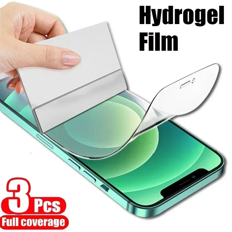 3Pcs Weiche Hydrogel Film Für iPhone 16 15 14 13 12 11 Pro Max XS XR X 7 8 15 plus Schutzhülle Silikon TPU Screen Protector