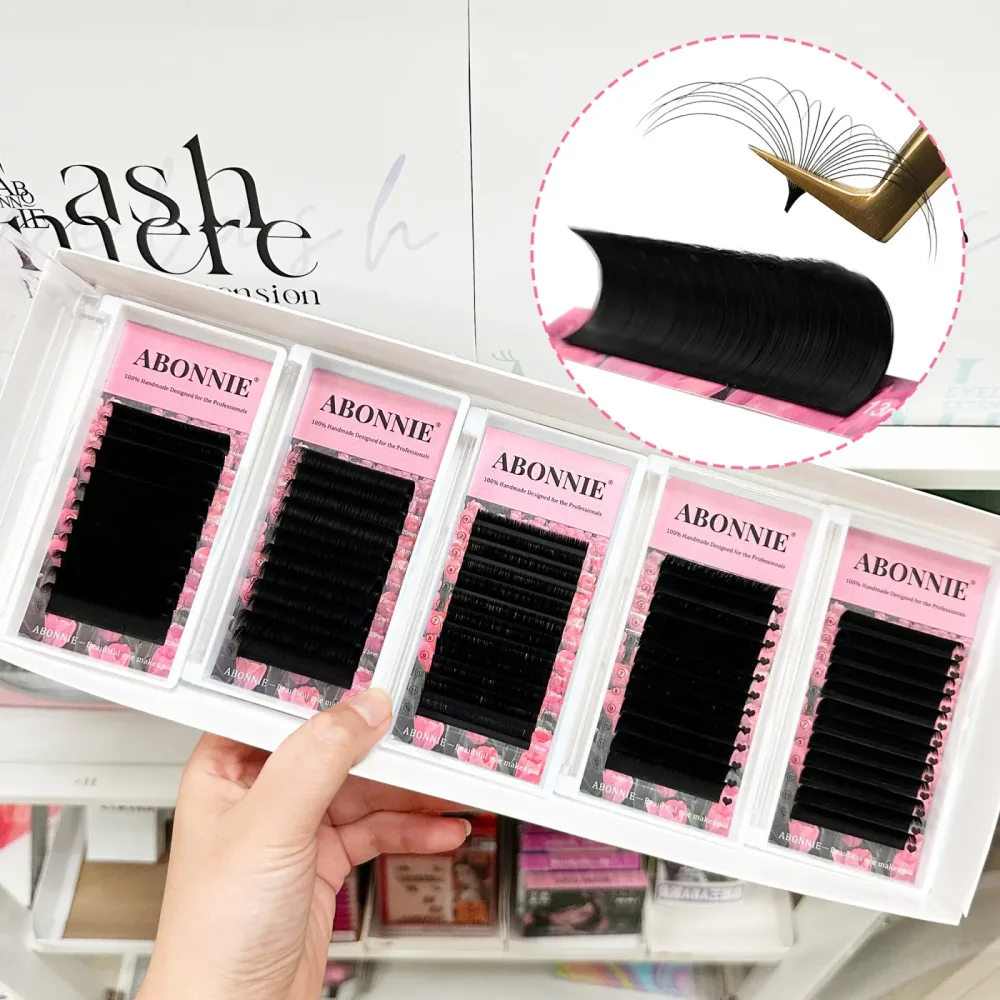 ABONNIE Mattschwarz Easy Fan Lashes Kaschmir Blooming Wimpernverlängerung Selbstherstellende Fächer Mega Volume Wimpern