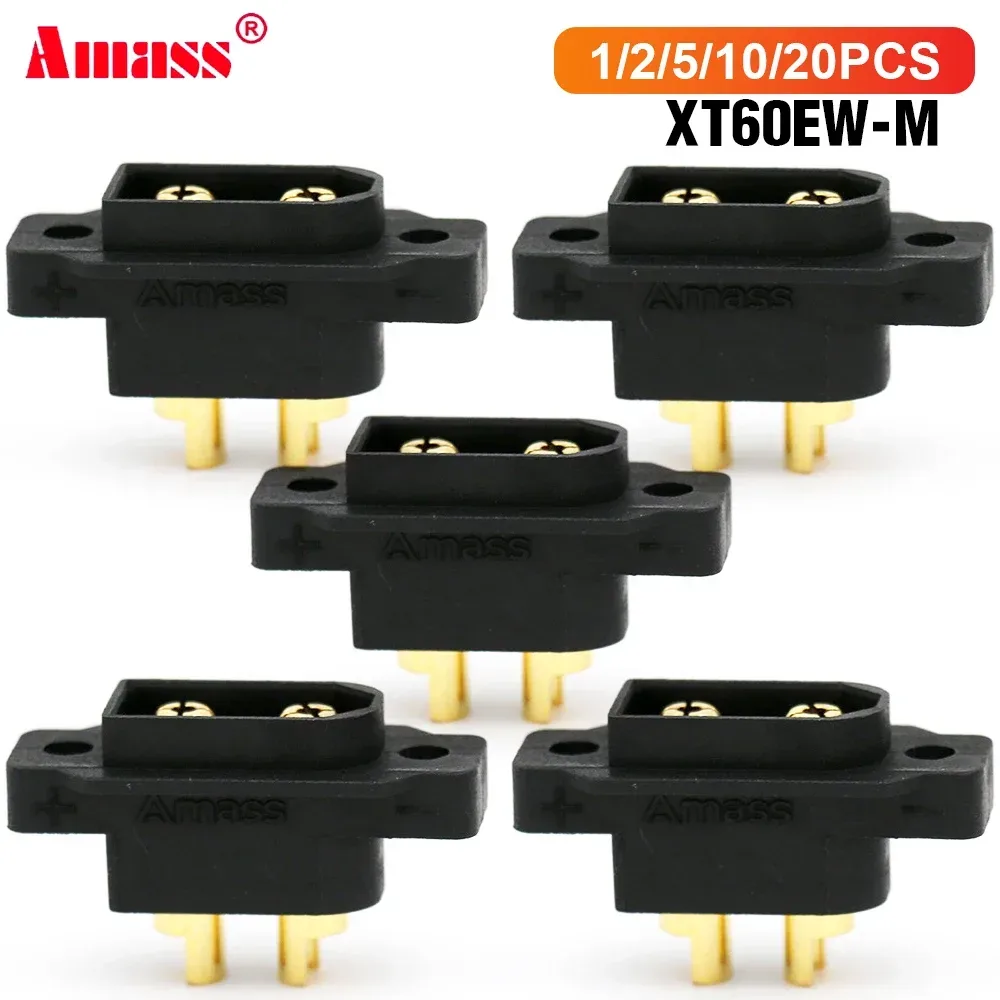 Amass XT60EW-M montierbarer XT60E-Stecker DC500V 20A-40A 0,6 m? vergoldet für RC-Drohnen-DIY-Teil 1/2/5/10/20 Stück