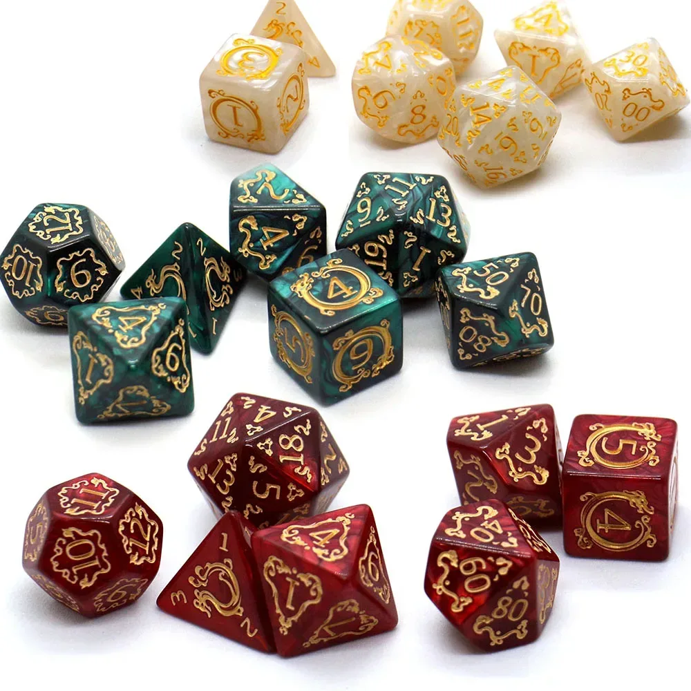 7-teiliges DND-Würfelset mit Drachenmuster, mehrseitige D4 D6 D8 D10 D12 D20 Würfel, ideales Geschenk für Desktop-Spiele, Geburtstage und Festiva
