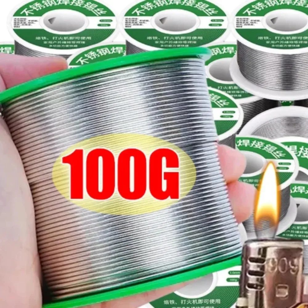 1 mm bleifreier Feuerzeug-Lötdraht, 20/50/100 g, Edelstahl-Lötschweißen, Einwegartikel für Kupfer-Eisen-Nickel-Batterie-Stangenstück