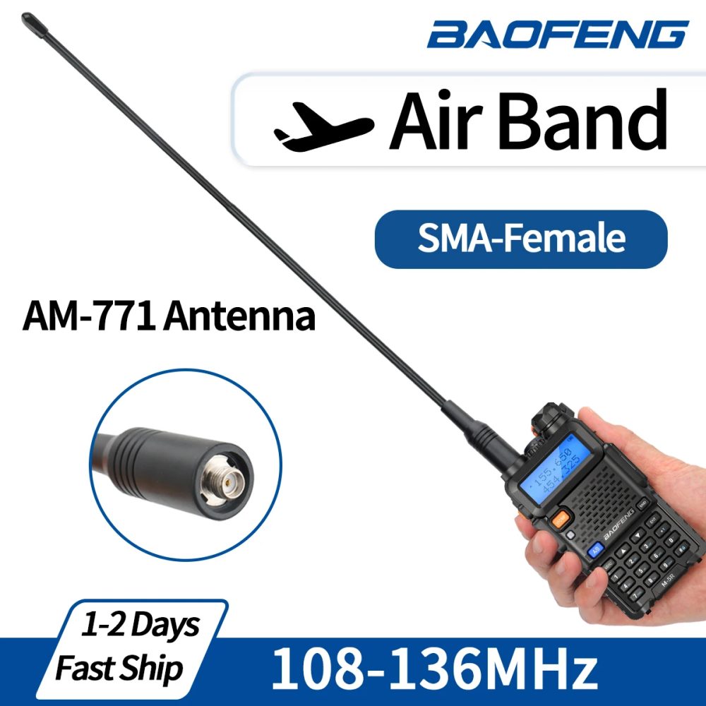 AM-771 Air Band SMA-Buchse Antenne 108?136 MHz für Quansheng UV K5 (8) K6 Baofeng UV 5RH 21 PRO V2 UV-98 Walkie Talkie Amateurfunk