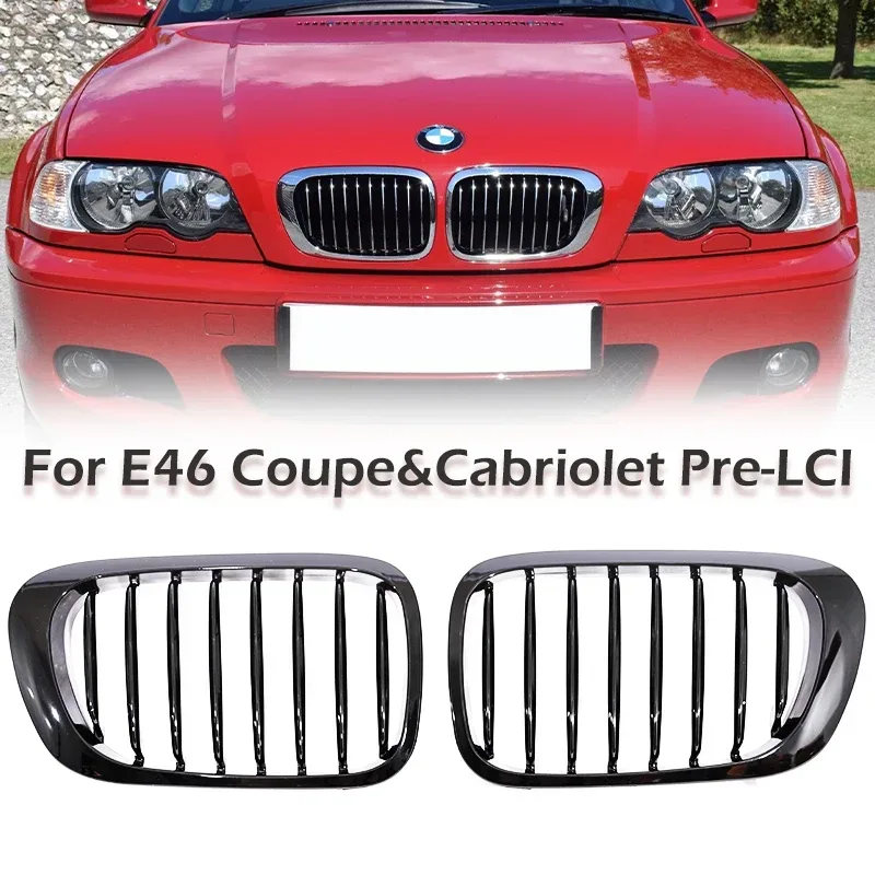 Einzellatten-Grill, Nieren-Carbon-Chrom-Grill für 3er-Serie E46, 2-türig, 1998?2002, Vor-Facelift und 2000?2007 E46 M3 Coupe Cabriolet