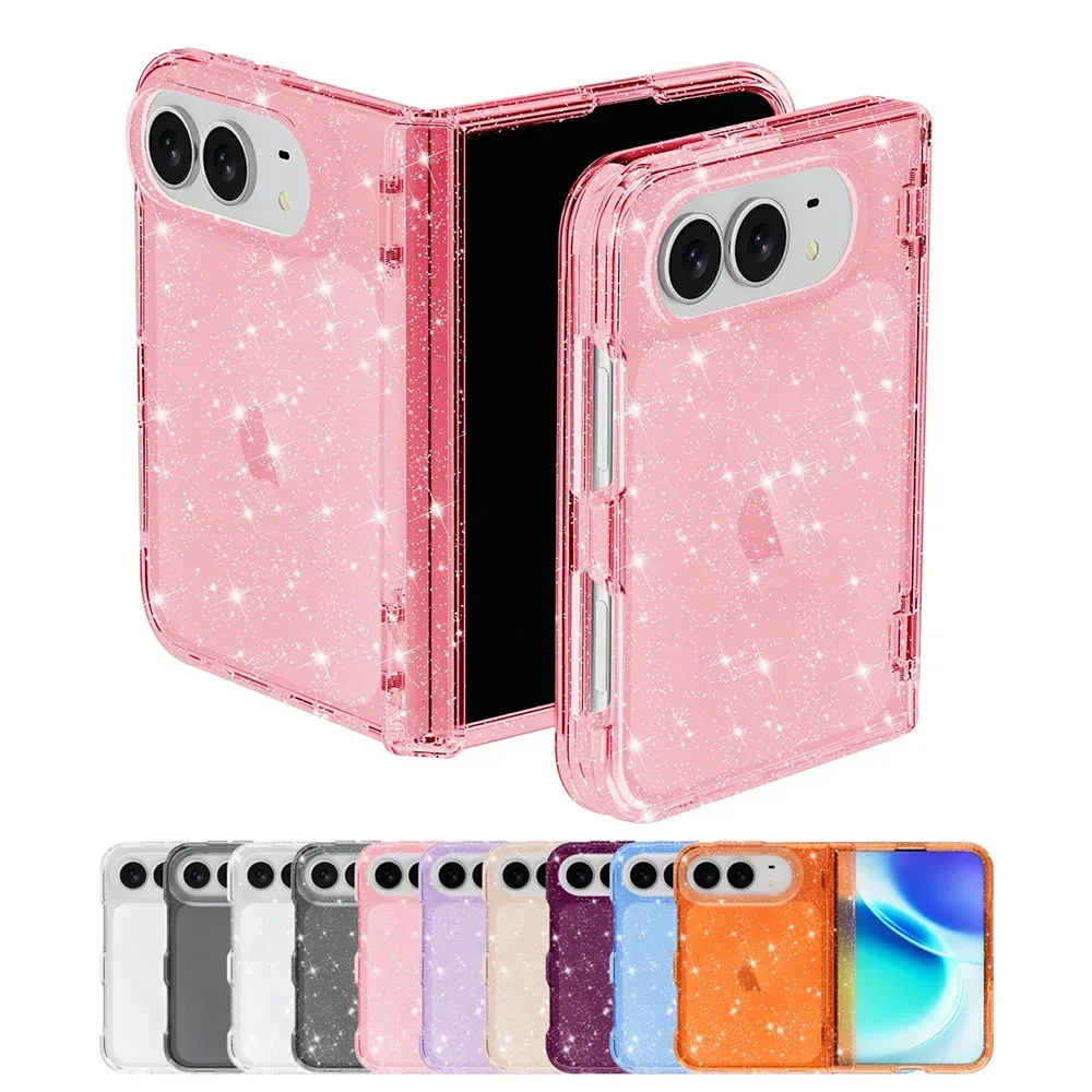 Für iPhone Duo: Modische, transparente Handyhülle mit Glitzer-Acryl für iPhone Duo 18, stoßfest, mit Achsen-Schutz, schlanke Passform.