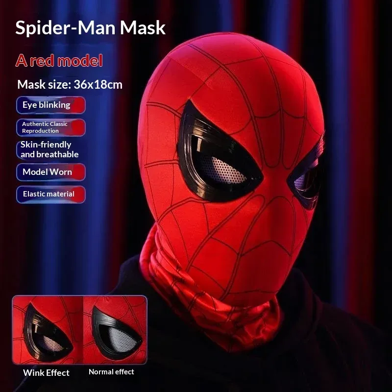 Spider-Man Kopfbedeckung mit Beweglichen Augen Cooles Cosplay-Zubehör Manuelle Elektrische Erstaunliche Maske Geschenk für Festivals und Partys