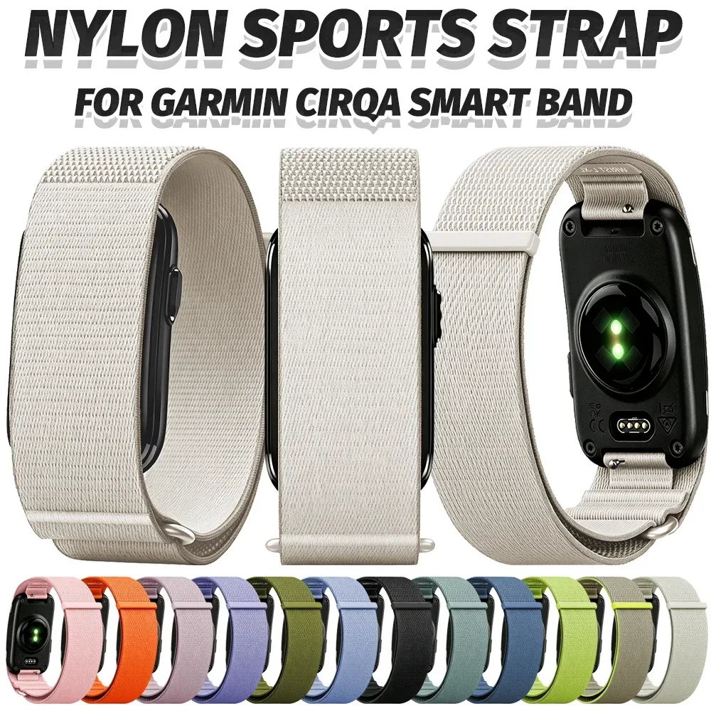 Weiches Nylon-Gewebe-Sportarmband für Garmin CIRQA Smart Band Fitness, verstellbares, leichtes, atmungsaktives Armband-Zubehör