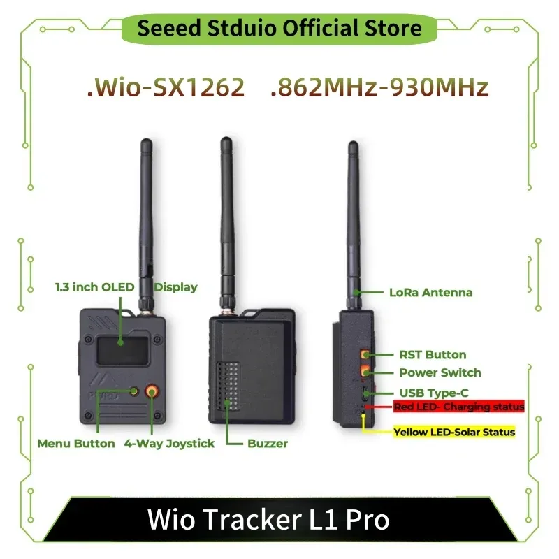 Wio Tracker L1 Pro Meshtastic Node LoRa Mesh-Kommunikation 868MHz 915MHz 1,3-Zoll-OLED-Display Batterie NRF52840 L76K GPS