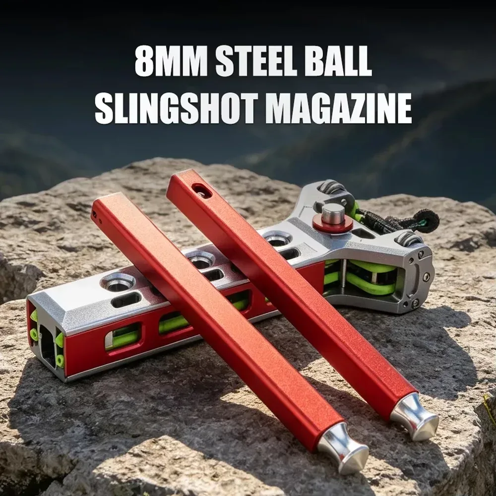 8-mm-Stahlkugelmagazin, quadratisches Magazin aus Aluminiumlegierung, Ersatzmagazin für Repetier-Schleuder, Zubehör für den Außenschießsport.
