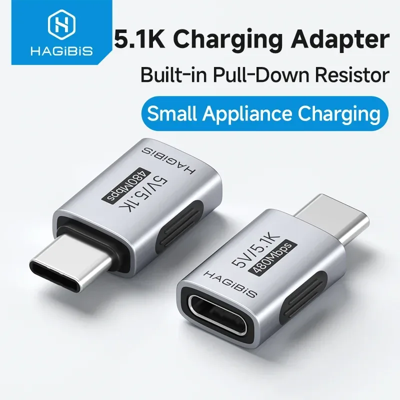 Hagibis 5.1k Widerstands-Ladeadapter USB-C-Stecker auf USB-C-Buchse für Rasierer, Trimmer, Kopfhörer, Lüfter, Elektroschrauber