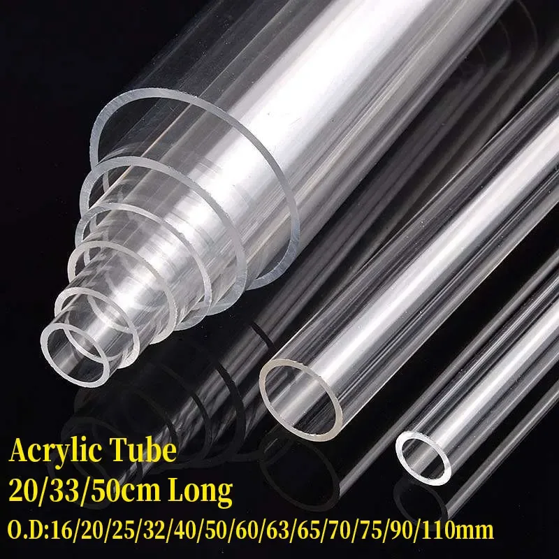 1 Stück Außendurchmesser 16 ~ 110 mm transparentes Acrylrohr 20/33/50 cm langes Aquarium-Wasserversorgungs-Garten-Hydrokultur-Plexiglasrohr