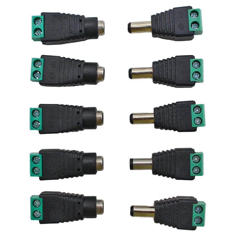 5pairs DC 12V Männlich Weiblich Anschlüsse 2,1*5,5mm Power Stecker Adapter Buchsen Stecker Für Signal farbe LED Streifen CCTV Kamera