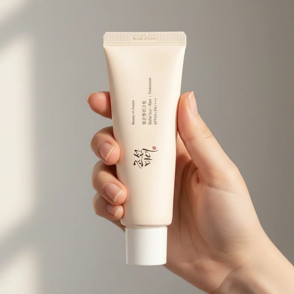 SPF50+ Anti-UV Sonnenschutz Gesichtscreme 50ml Beauty Sonnencreme für Körper und Gesicht Reis-Probiotika Solarblocker Hautcreme Sommer Strand