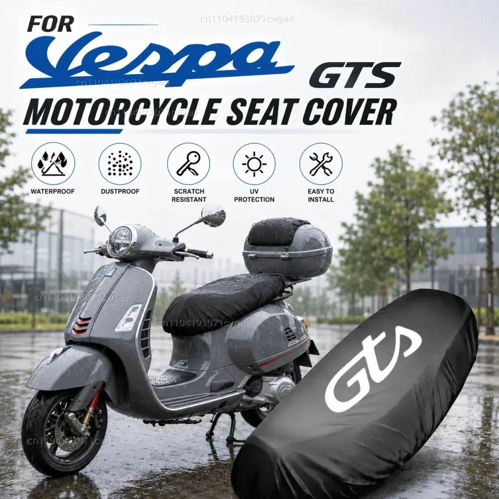 Für Vespa GTS 125 150 300 Super 300 Super300 GTV 125 GTV 250 GTV 300 Motorrad Regen-Sitzbezug Wasserdichter Sattelbezug Schwarz 21
