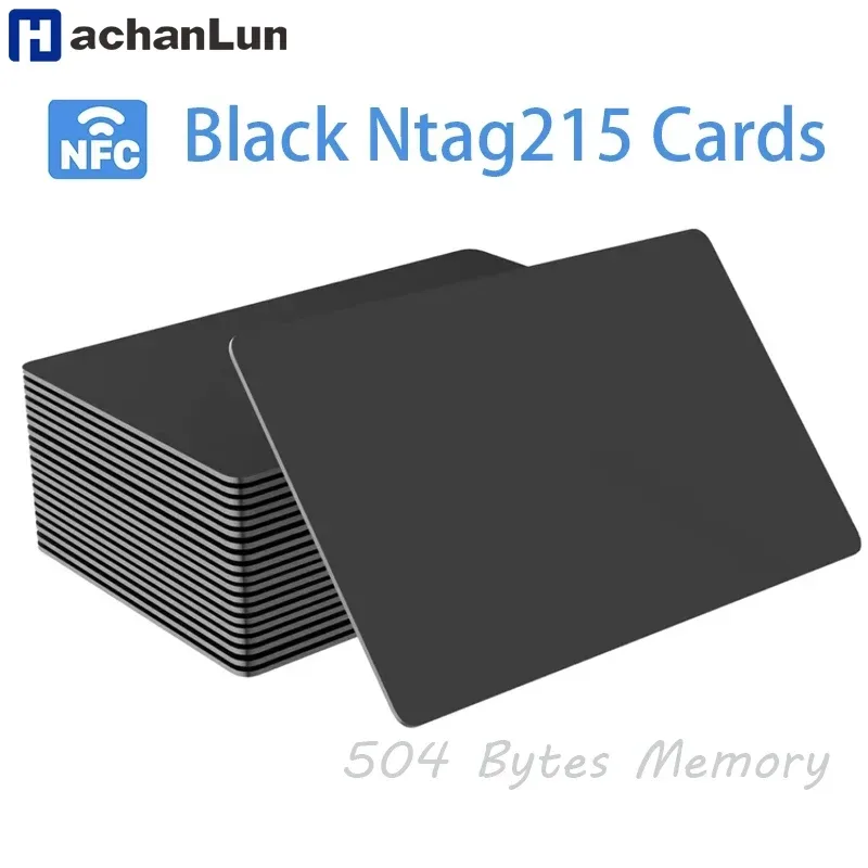 HACHANLUN 5-10 Stück NTAG215 leere NFC-Karten PVC-Tags NFC215 schwarze Karte 13,56 MHz TagMo wasserdichtes RFID-NFC-Telefon 504 Bytes
