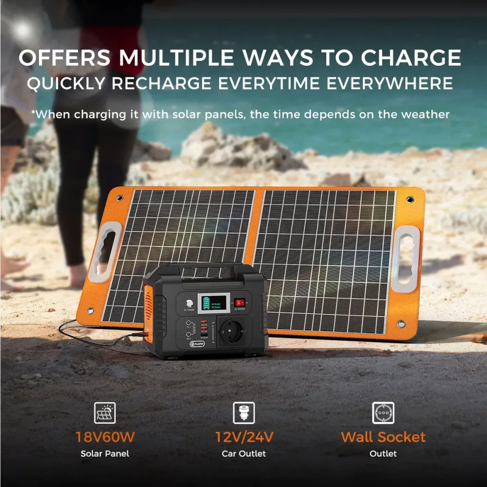 FF Flashfish 200W Tragbare Powerstation mit Solarpanel 60W, 151Wh Solargenerator 230V AC/DC-Stromversorgung Outdoor-Solargenerator