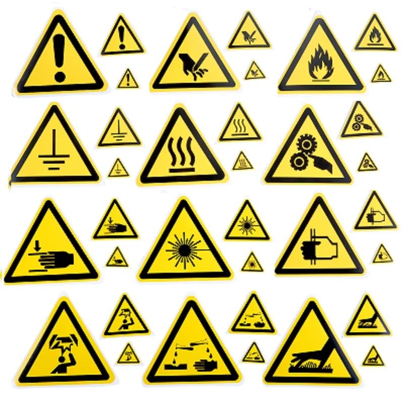 5Pc PVC Warnung Zeichen Aufkleber Logo Sicherheit Sicherheit Etiketten Wasser-Beständig Öl-Proof Warnung Tag Wand Maschine aufkleber 25/50/100mm
