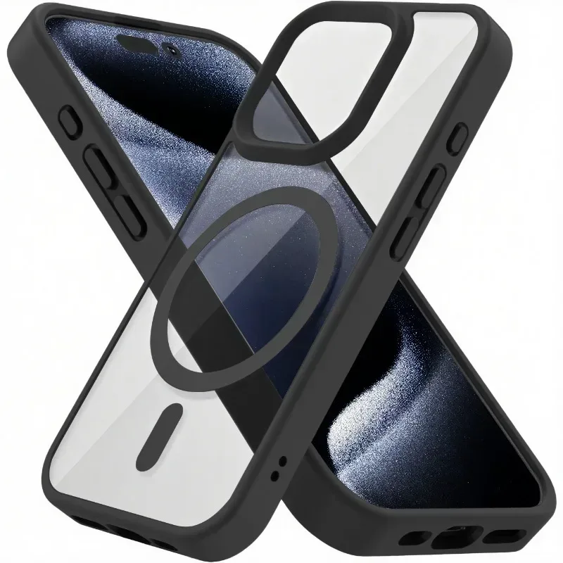 Ultradünne magnetische Hülle, Anti-Vergilbungs-Hülle für iPhone 17 11 12 13 14 15 16 Pro Max Plus, stoßfeste Hart-PC-Magsafe-Abdeckung