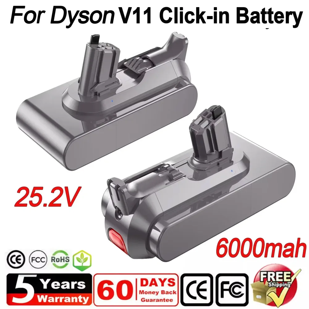 6000mAh für Dyson V11 Akku-Adapter 25,2V Ersatzakku-Zubehör passend für Dyson V11 Click-in Version SV16 SV17 SV22 SV28 SV29 SV47 970938-01 970425-01