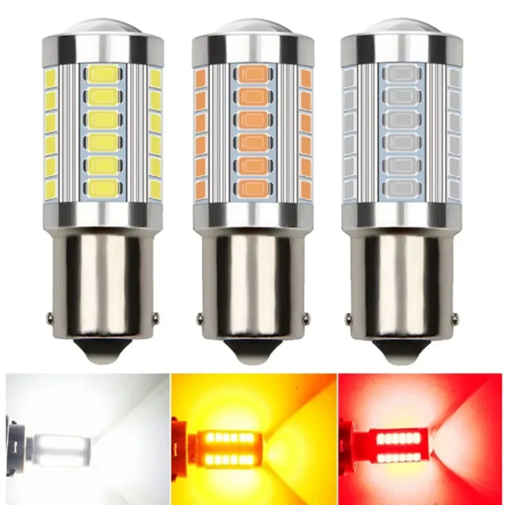 2 PCS PY21W P21/5W 1156 Ba15s 1157 Bay15d Für Auto Led-lampen Blinker licht 12V 33SMD 7000K Weiß Bremse Reverse Parkplatz Lampen