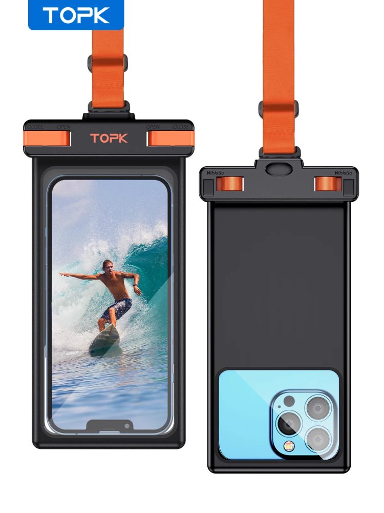 TOPK wasserdichte Handytasche, [Unterwassersieb berührbar] IPX8 wasserdichte Handyhülle kompatibel für Mobiltelefone bis zu 7,0 Zoll