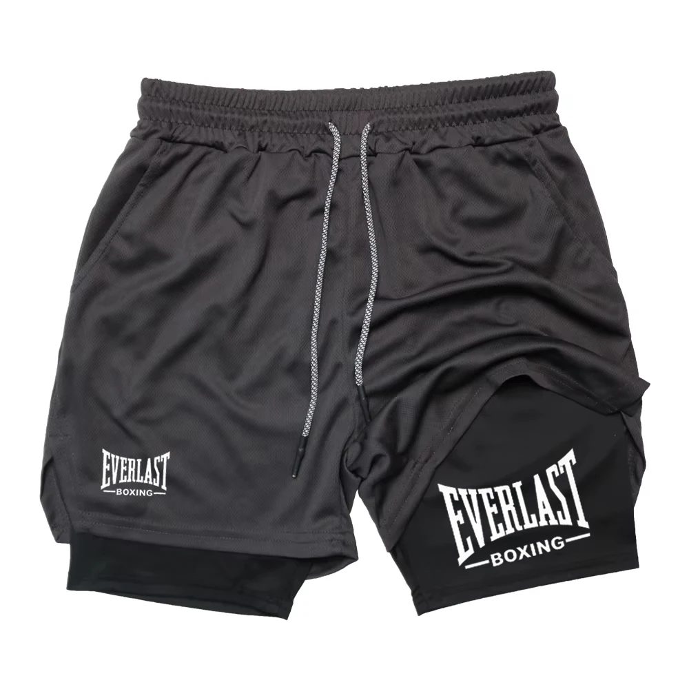 Kompressions-Turnshorts für Herren, EVERLAST bedruckte Sporthose, doppellagig, schnell trocknend, Basketball, Muskel, Fitness RL0365