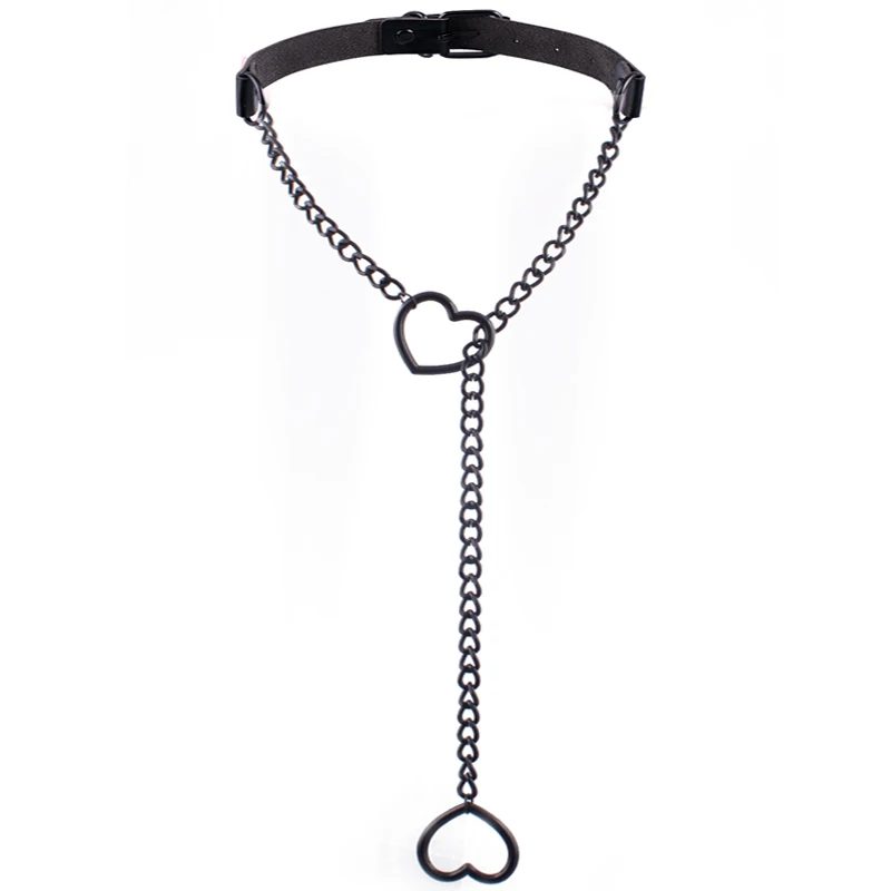 Herz Slip Kette Halskette Schwarz Leder Halsband für Frauen Goth Accessoires Punk Gothic Schmuck
