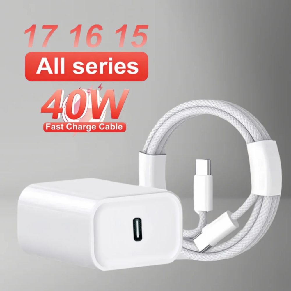 PD 40W Ladegerät USB-C Schnellladekabel für iPhone 17 16 15 Pro Max Air Mini Typ-C Datenkabel Schnelles Telefonladegerät Netzteil